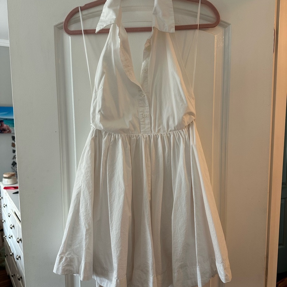 Chic White Halter Mini Dress